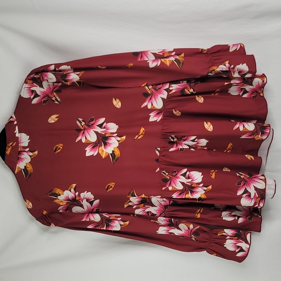 Shein Curve red long sleeve floral red top sz 1xl - Picture 3 of 11